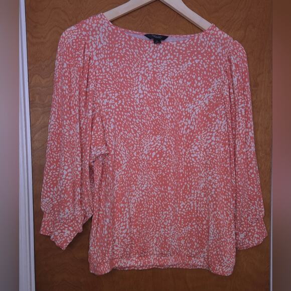 Simply Vera Vera Wang Womens Coral and White Boat Neck Blouse Size S - Picture 1 of 7